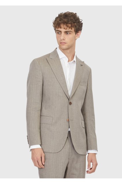 Mink Patterned Zeroweight Slim Fit Wool Blend Suit