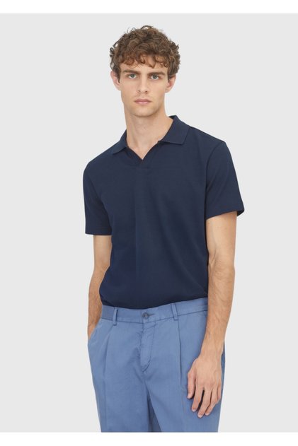 Navy Blue Corded Fabric 100% Cotton T-Shirt