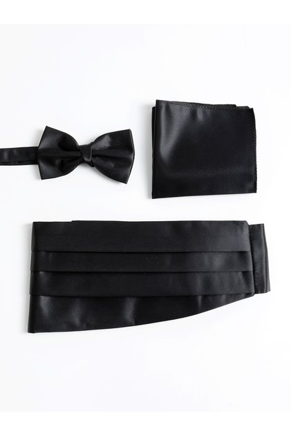 Black Bow Tie Belt Set