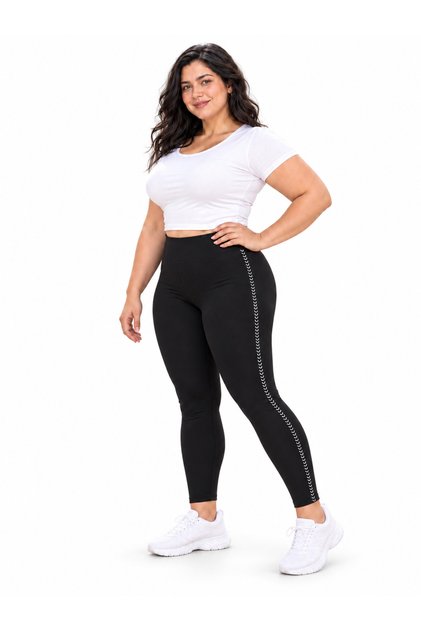 Plus Size Tummy Control Slimming Ribbed Steel Knitted Black Sports Leggings