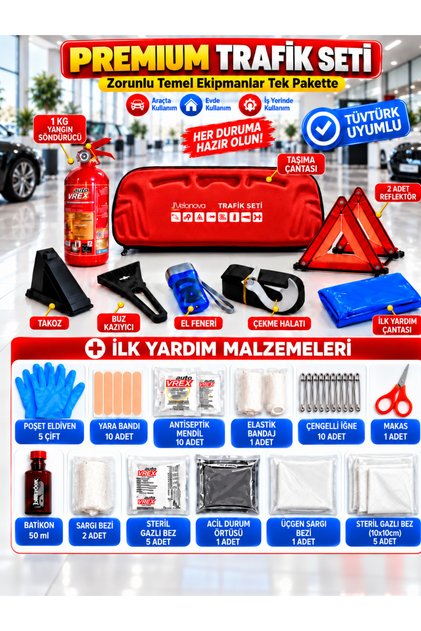 TÜVTÜRK Muayene Uyumlu CE Belgeli Premium Trafik Seti 1 KG ABC TSE Belgeli'' Kırmızı
