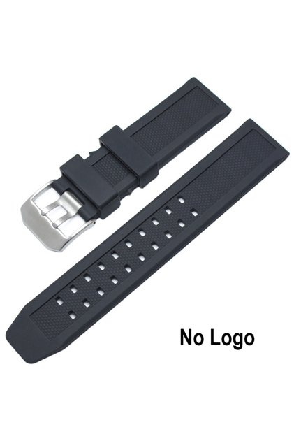 23mm Silver buckle Rubber Watch Band for 7251 3050 Silicone Strap Men Black Watchband 23mm
