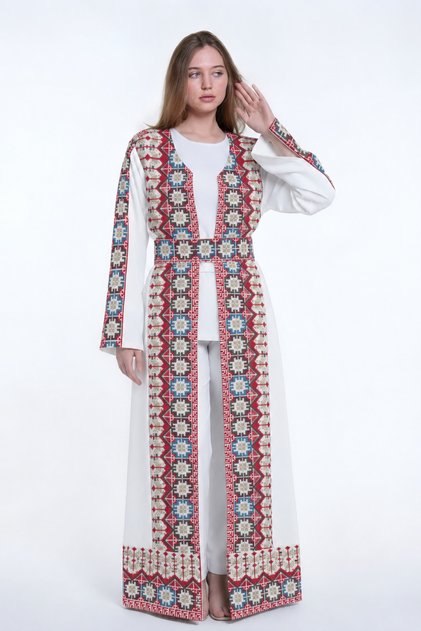 Women Traditional Embroidered Kimono Dress - Embroidered Tassel Kimono with Belt on the Waist