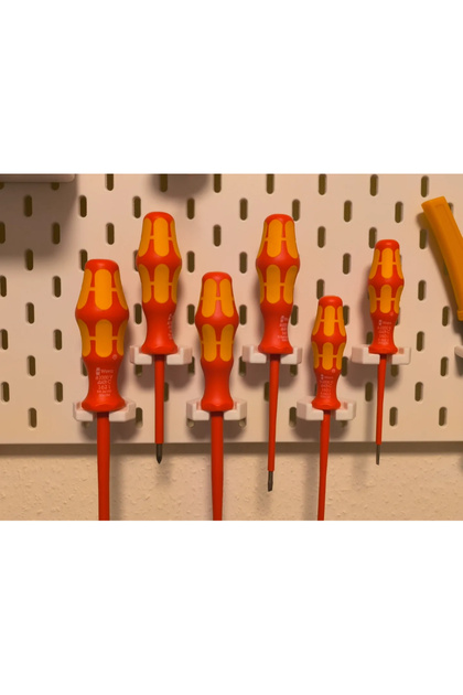 6-Piece Screwdriver Holder Apparatus – Perforated Organizer Board Compatible Hand Tool Organizer