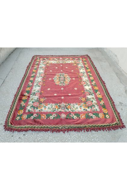 Burgundy Velvet Tablecloth Floral Tufted Sofa Cover with Silk-Like Shining Texture Re9K