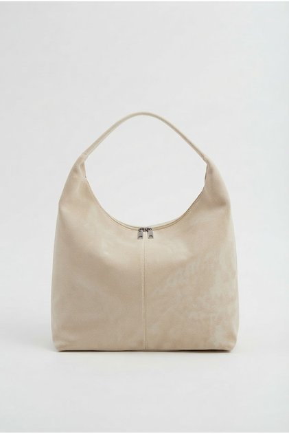 Alina Suede Casual Look Shoulder Bag-Cream