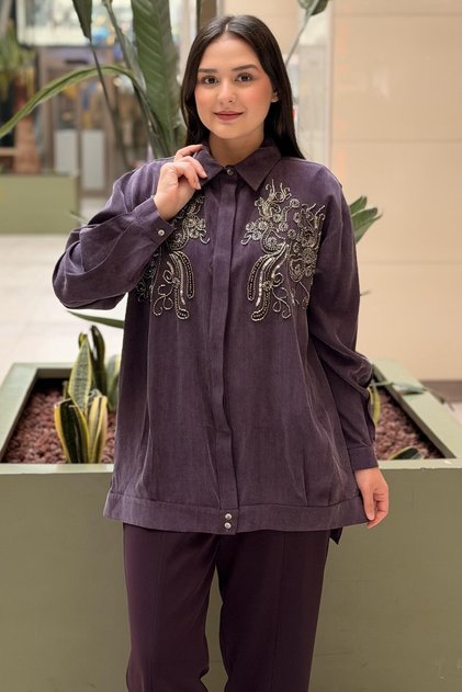 Crochet Knitwear Beaded Embroidered Jacquard Shirt