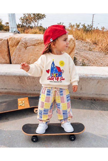 Girls' and Boys' 3-Ply Cotton Printed Sweathirt Pants Bottom and Top Set 2-8 Years