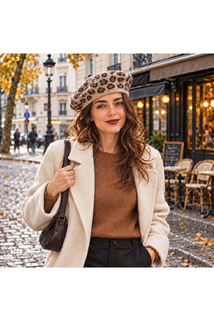 Spk-12010 Brown Leopard Patterned Premium Soft Textured Painter's Hat | Eos Collective
