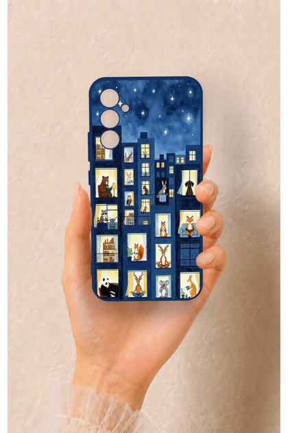 Samsung A34 Compatible Starry Apartment Patterned Silicone Case