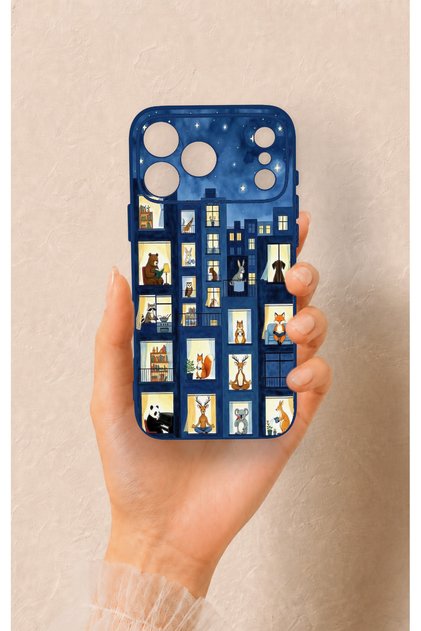 iPhone 17 Pro Max Compatible Starry Apartment Pattern Silicone Case