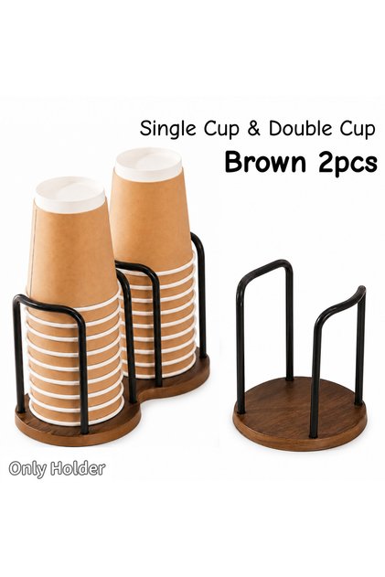 Brown 2-style 2pcs Disposable Cup Holder Multi-function Coffee Cup Organizer Desktop Teacup Storage