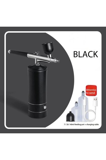 USB Type-C black Portable Airbrush Set with Compressor, USB Charging, 0.3mm Nozzle for Painting, Tat