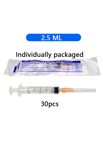 2.5ML-30pcs 10/30/50Pcs Disposable 1Ml/Cc Lab Syringe with 1" Needle,Livestock feeding and injection