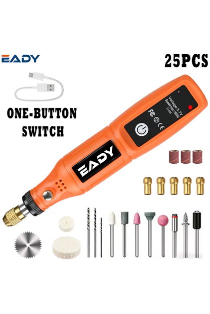 أداة دوارة كهربائية متعددة الوظائف USB برتقالية 25P EADY، طقم حفر ونقش صغير، لاسلكي للأعمال اليدوية