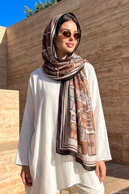 Women's Vintage Pattern 80X180Cm Imported Shawl 3003 Black