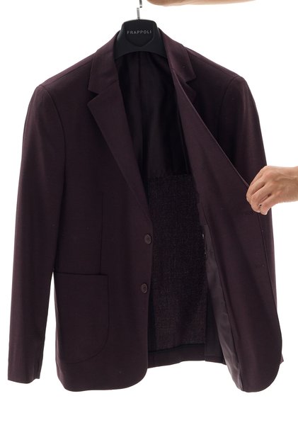 Serardo Erkek Bordo Yarım Astarlı Pamuk Karışımlı Torba Cepli İlkbahar-Yaz Spor Blazer Ceket