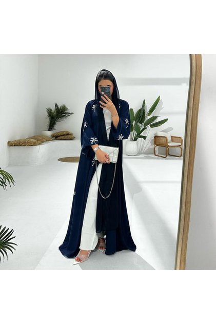 عباية نسائية بتطريز محتشم/خرز/رقعات بتطريز، مقاس عادي