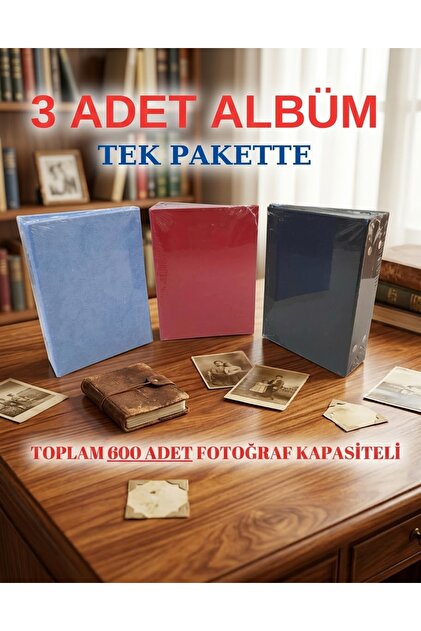 3 adet 100'lük fotoğraf albümü 10×15 cm