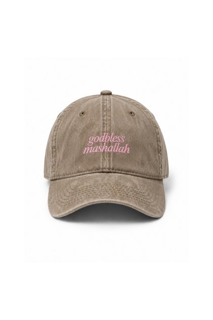 Godbless Mashallah Embroidered Washable Cotton Hat - Godbless Mashallah Embroidered Daily Adjustable Cotton Cap