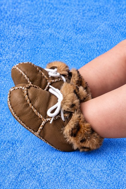 Warm Lace-Up Baby Booties with Fur Inside - Winter Home Boots