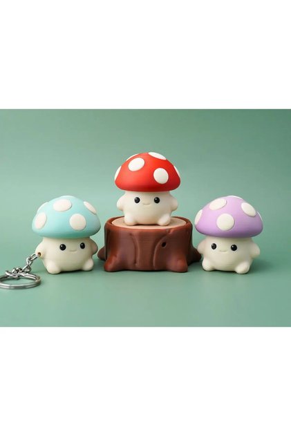 10-Piece Cute Mushroom Clicker Keychain - Stress-Relieving Fidget Toy with Keyboard Switch (Surprise Color)