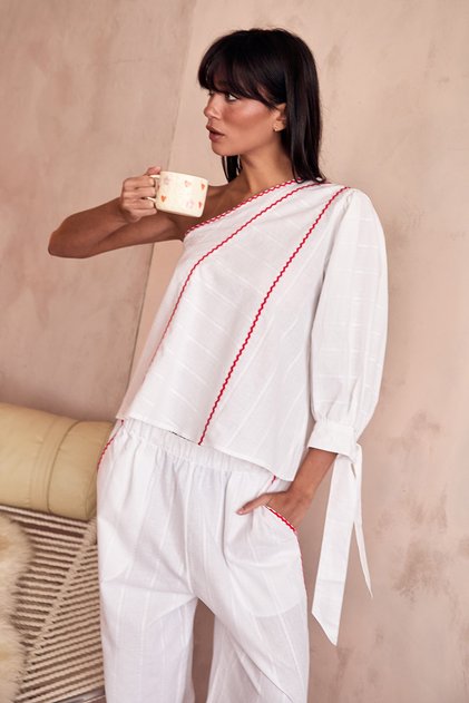 White One-Shoulder Blouse
