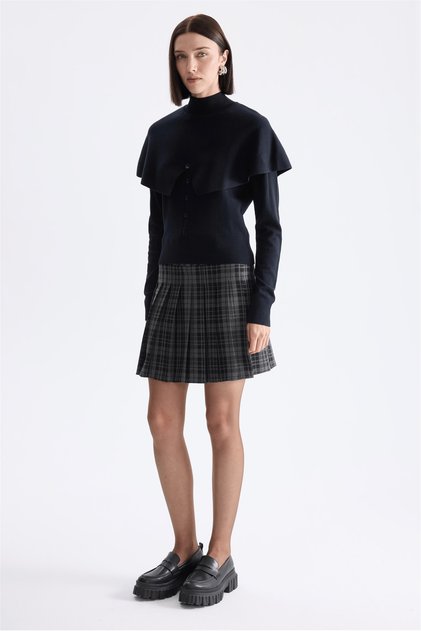 Cape Detailed High Collar Knitwear Sweater 15335