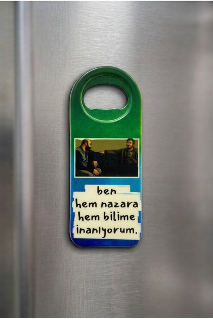 I Believe in Both the Devil and Science Written Refrigerator Magnet Opener