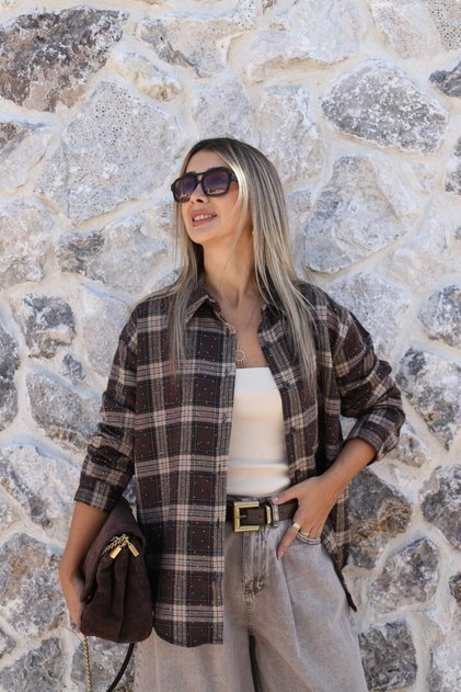 Bitter Brown Checkered Stone Shirt