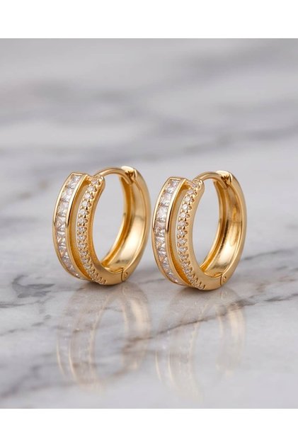 Sincro Double Look Zircon Stone Ring Steel Xuping Earrings