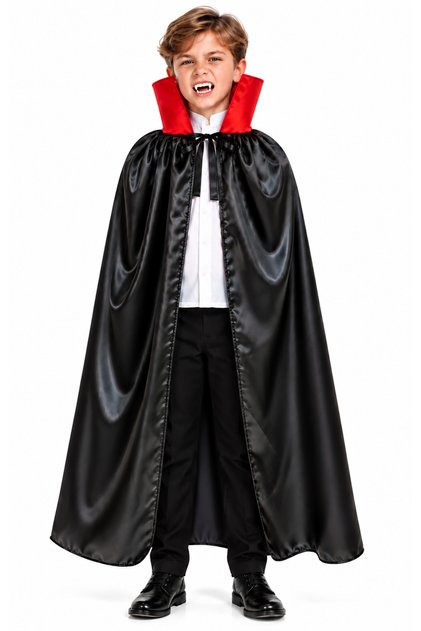 Children's Dracula Costume 120cm Vampire Cape and Teeth Set - Halloween Costume