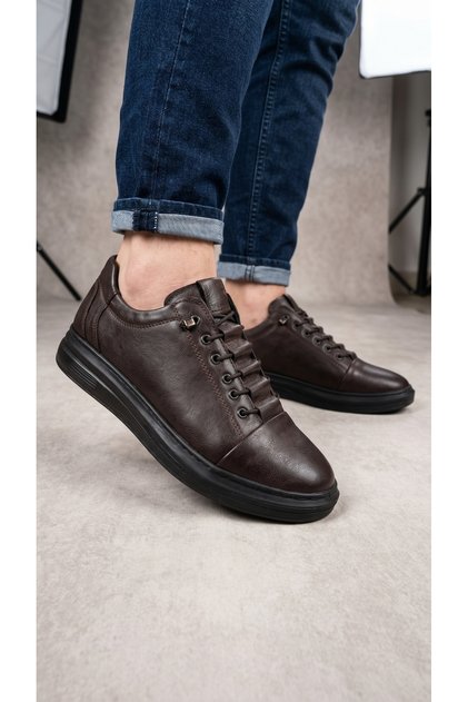 Orthopedic Soft Stitched Daily Brown Men's Shoes