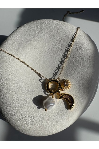 Gold Color Charm Necklace (45 cm)