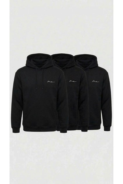 Unisex 3-Pack Embroidered Logo Hooded Sweatshirt Set with Kangaroo Pocket