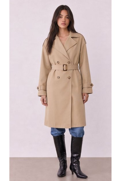 Trench Coat with Tie Detail Beige