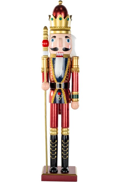 Christmas Ornament Lead Soldier Nutcracker Claret Red-Gold 60 Cm.