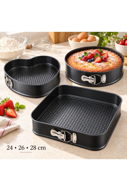 Metal Clamped Cake Mold 3 Pieces 24X26X28 cm