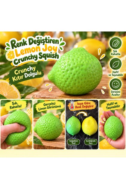 Crunchy Renk Değiştirebilen Limon Squish | Kıtır dolgulu renk değiştirebilen Limon Sukuşi | Rahatlatıcı | Sık bırak | 1 adet fiyatıdır