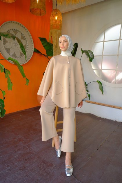 Scuba Poncho Set with Piping Detail