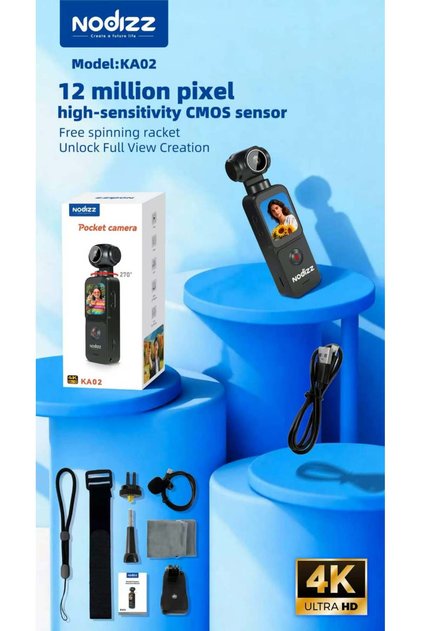 Noodizz KA02 4K Ultra HD Handheld Gimbal Camera – Portable Vlogging Camera with Intelligent Auto-Focus