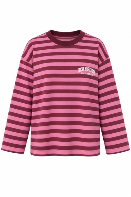 Pink Striped New York Printed Sweatshirt - 1130