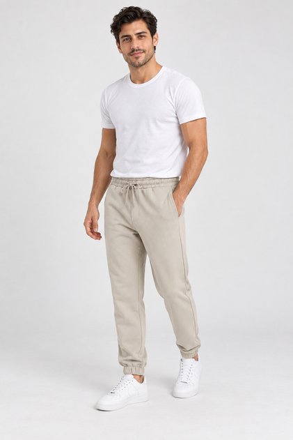 Men's Stone 3 Thread Sweatpants with Soft Textured Cotton and Elastic Cuffs
