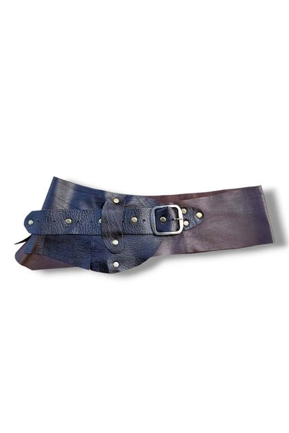 Women's Double-Tone Brown Tasseled Leather Belt - Asymmetrical Design Casual Belt with Buckle - Standard B