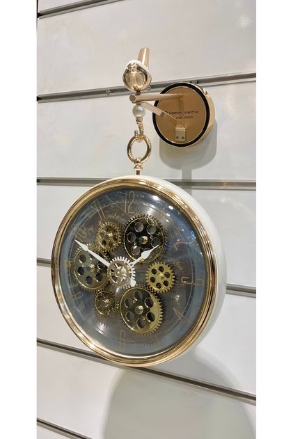 Vintage tasarım dişli kuş motifli çarklı ve düz olmak üzere çift taraflı dekoratif ithal duvar saati