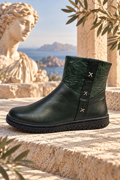 Women's Genuine Leather Zippered Boots with Decorative Details Model Name: Berenice