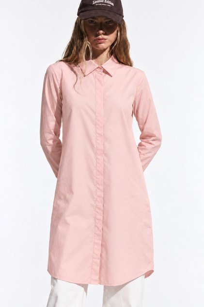 Women's Long Sleeve Tunic Casual Buttoned Powder Shirt
