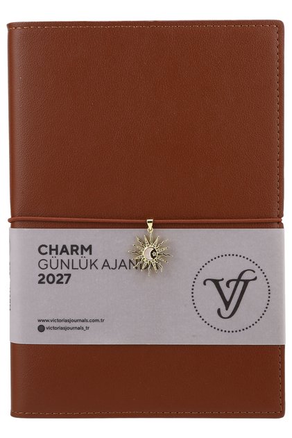 Charm-2027 Year Daily Agenda A5 - Changeable Interior and Charm. Gilded Edge.-Brown