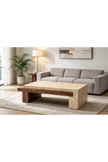 Wooden Brown and Beige Coffee Table Center Table