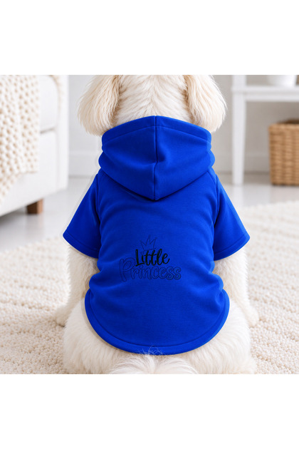 Blue Little Princess Dog Printed Dog Sweatshirt | Hooded, Fleece Fabric, Winter Dog Clothing